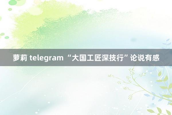 萝莉 telegram “大国工匠深技行”论说有感